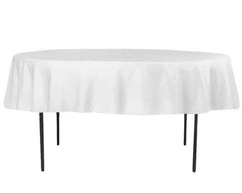 White 90 inch Tablecloth for 60inch Round Table